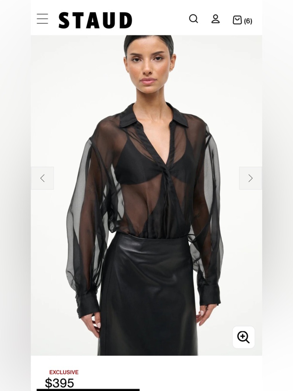 Staud sheer 100% silk bodysuit